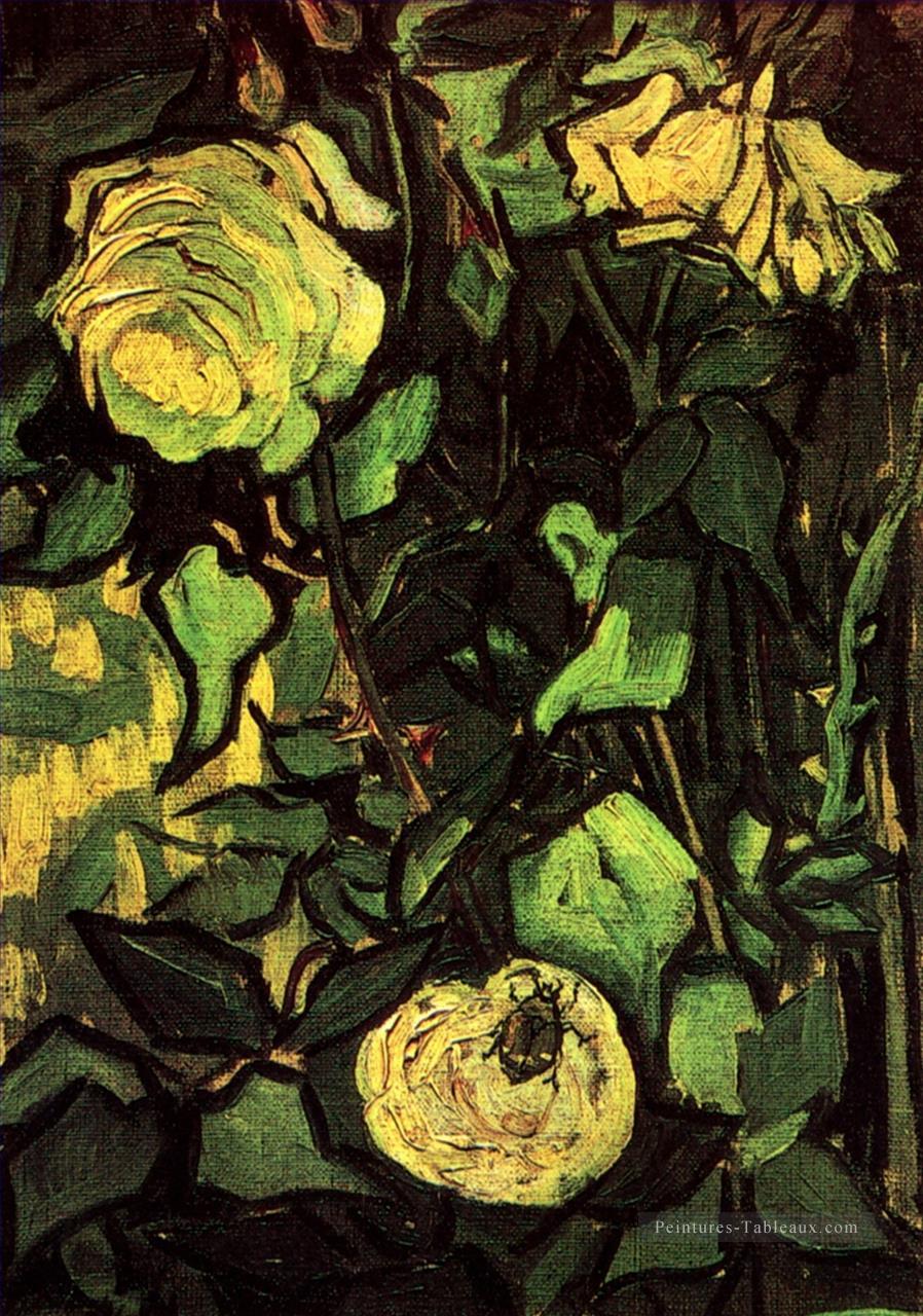 Roses et Beetle Vincent van Gogh Peintures à l'huile
